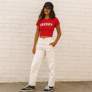 Cherry Los Angeles White Carpenter Jeans Womens 26 White 100% Cotton Made in USA